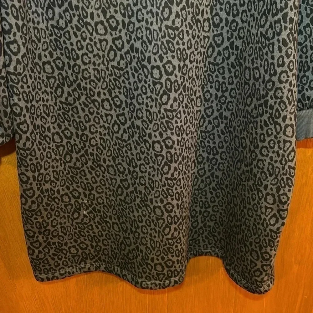 Nine West Fleece Lined Black/Gray Animal Print Sweatshirt Dress Size XL